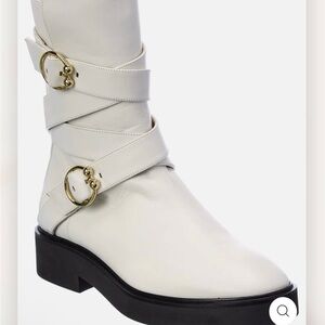 Stuart Weitzman Luxering Belted Leather Bootie Sz 7